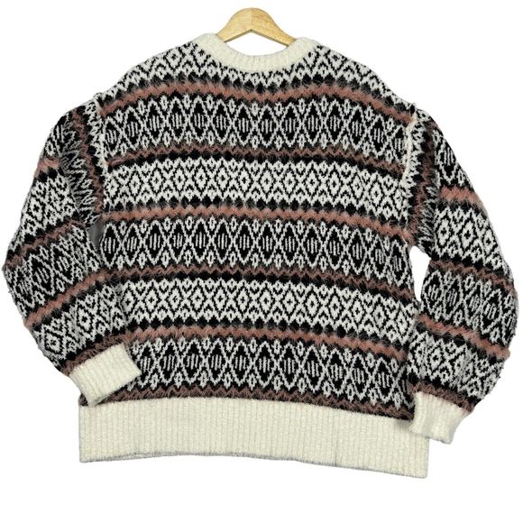 Arizona Jean Company Cozy Knit Sweater Crew Neck Size Medium Geometric Pattern - Picture 7 of 12